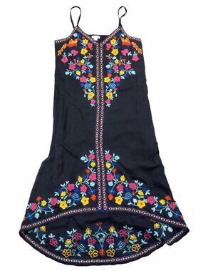 Sundance Black Sun Dress Floral Colorful Embroidery Size Small Boho Thin Straps